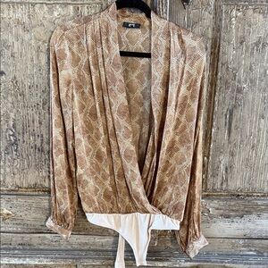 PAIGE Brown Snake Print Bodysuit